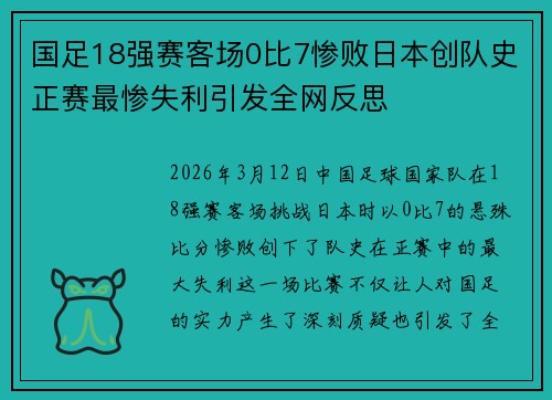 国足18强赛客场0比7惨败日本创队史正赛最惨失利引发全网反思